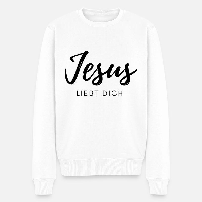 Jesus liebt dich - Männer Premium Bio Pullover - Weiß