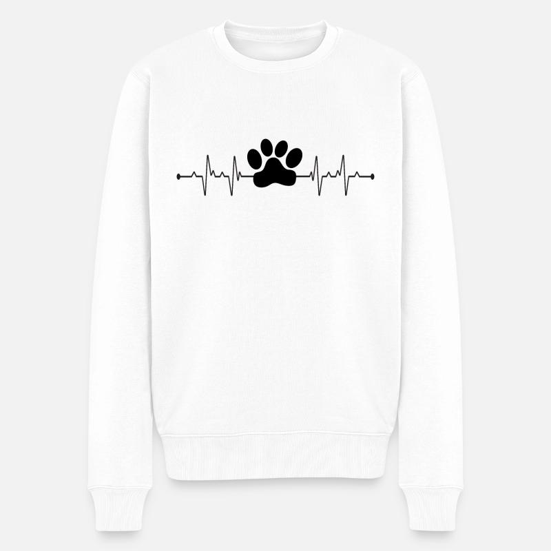 Herzschlag Hundepfote Hund - Männer Premium Bio Pullover - Weiß