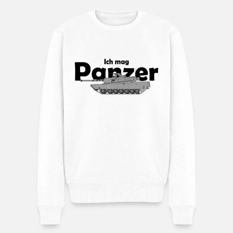 Ich mag Panzer - Männer Premium Bio Pullover - Weiß
