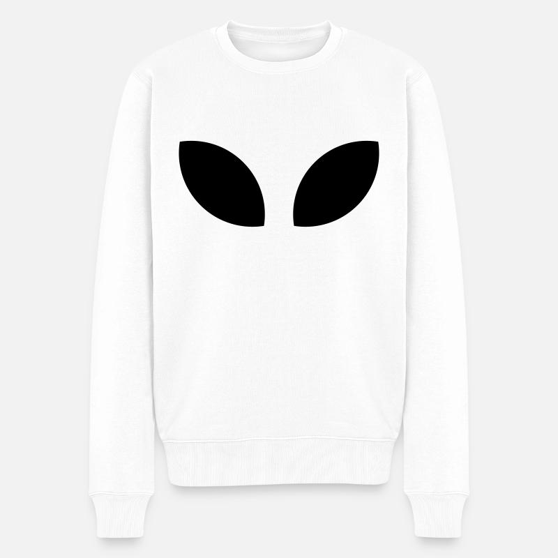 Außerirdische Augen, sie sind da - Männer Premium Bio Pullover - Weiß
