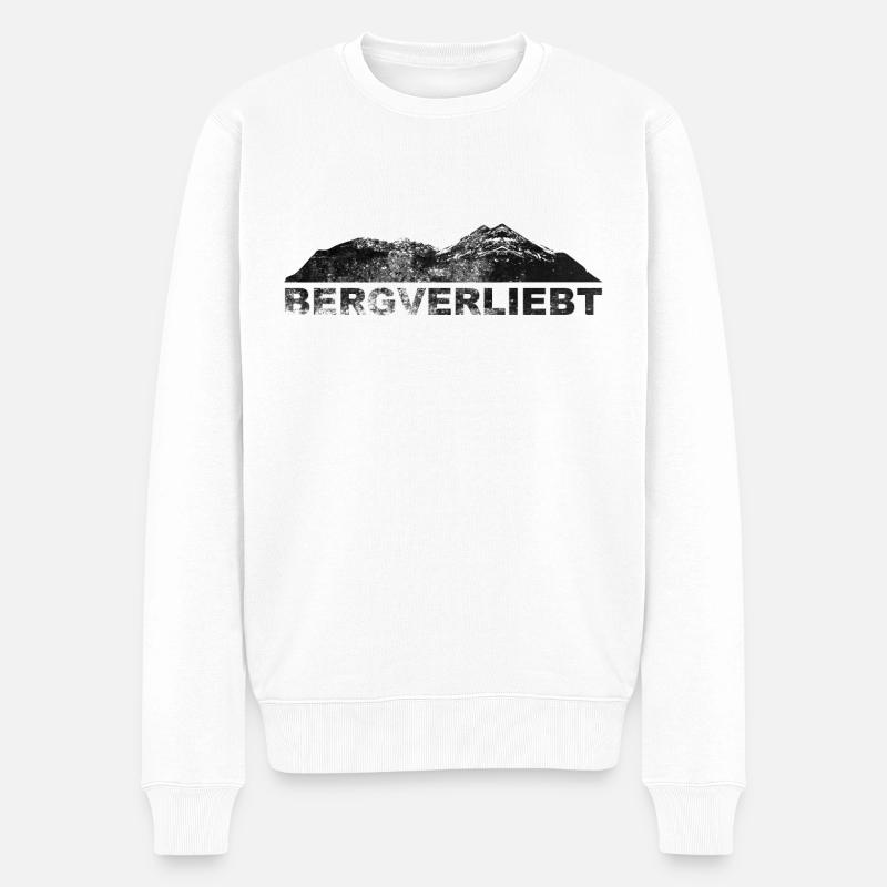 Bergverliebt - (2) - Männer Premium Bio Pullover - Weiß