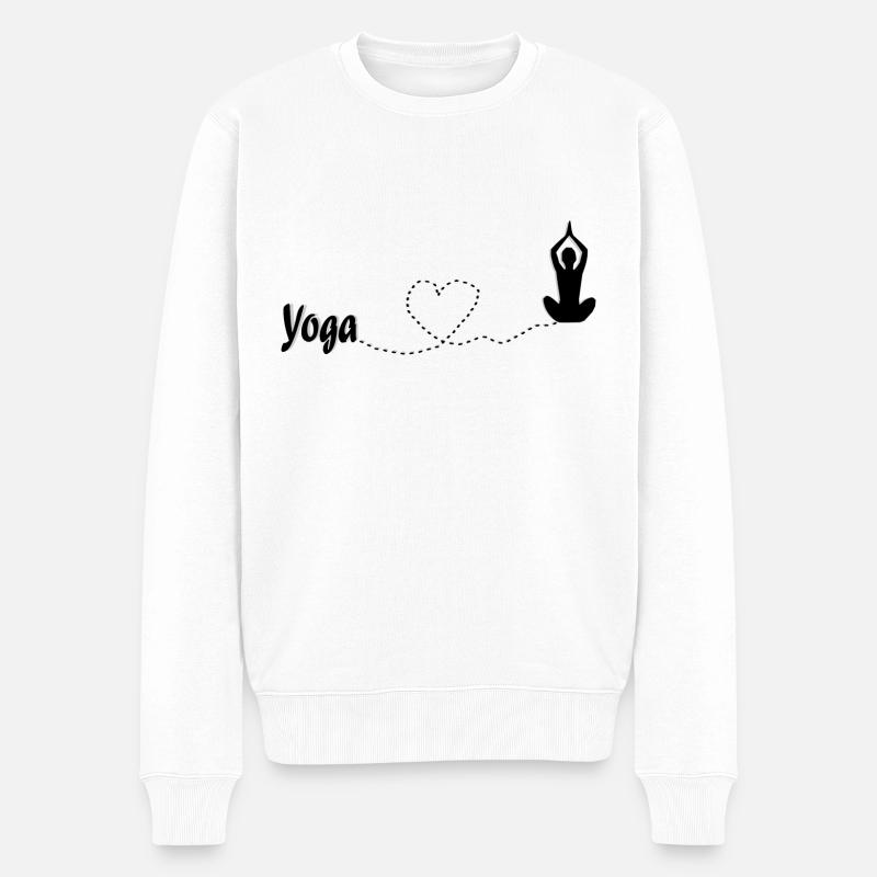 Ich liebe Yoga - Männer Premium Bio Pullover - Weiß