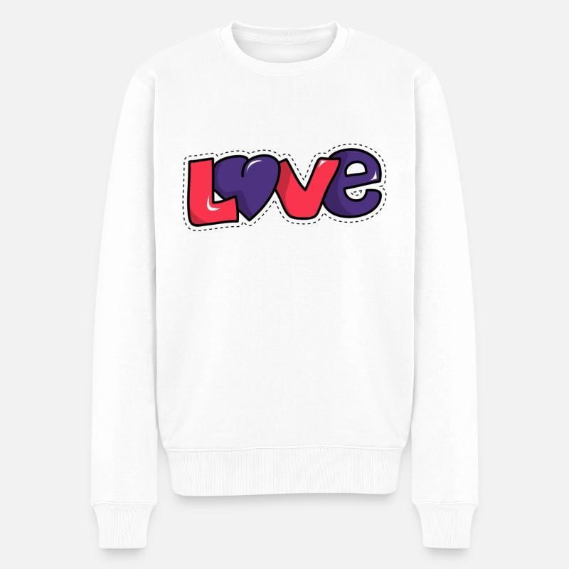 Love - Männer Premium Bio Pullover - Weiß