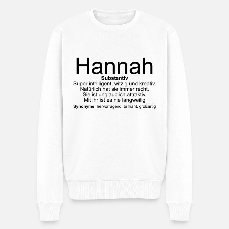 Name Definition Hannah - Männer Premium Bio Pullover - Weiß