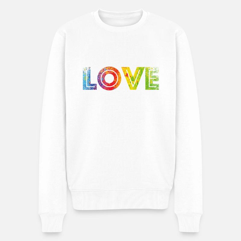 LOVE colours speckled - Männer Premium Bio Pullover - Weiß