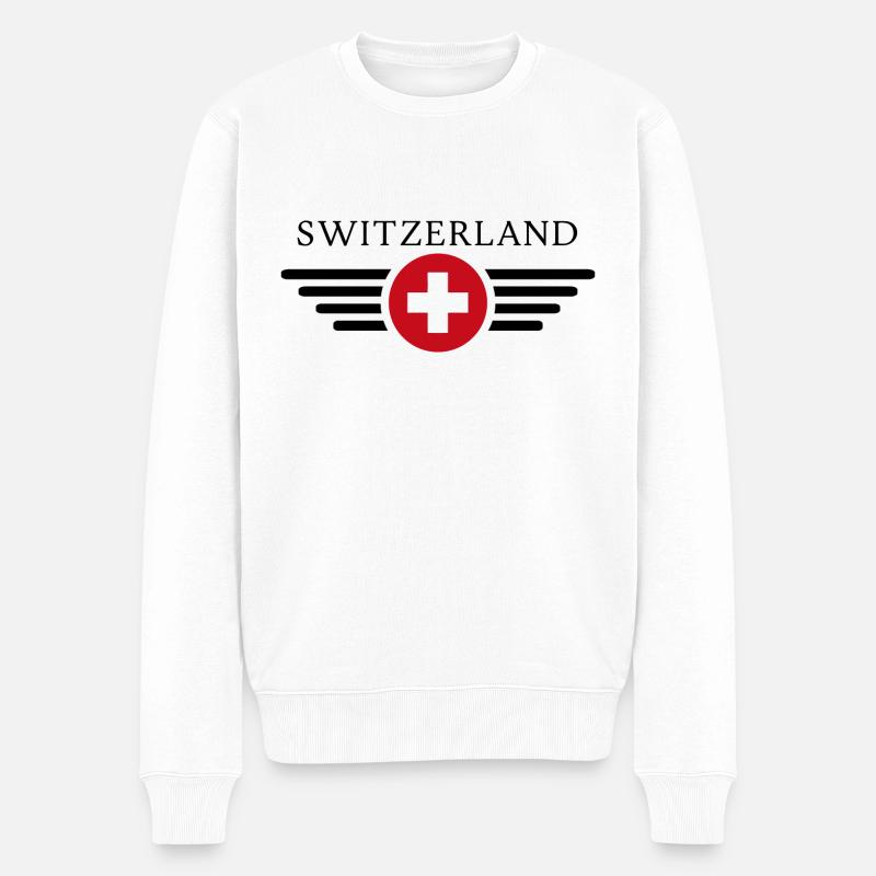 Schweiz Panorama T-Shirt - Männer Premium Bio Pullover - Weiß