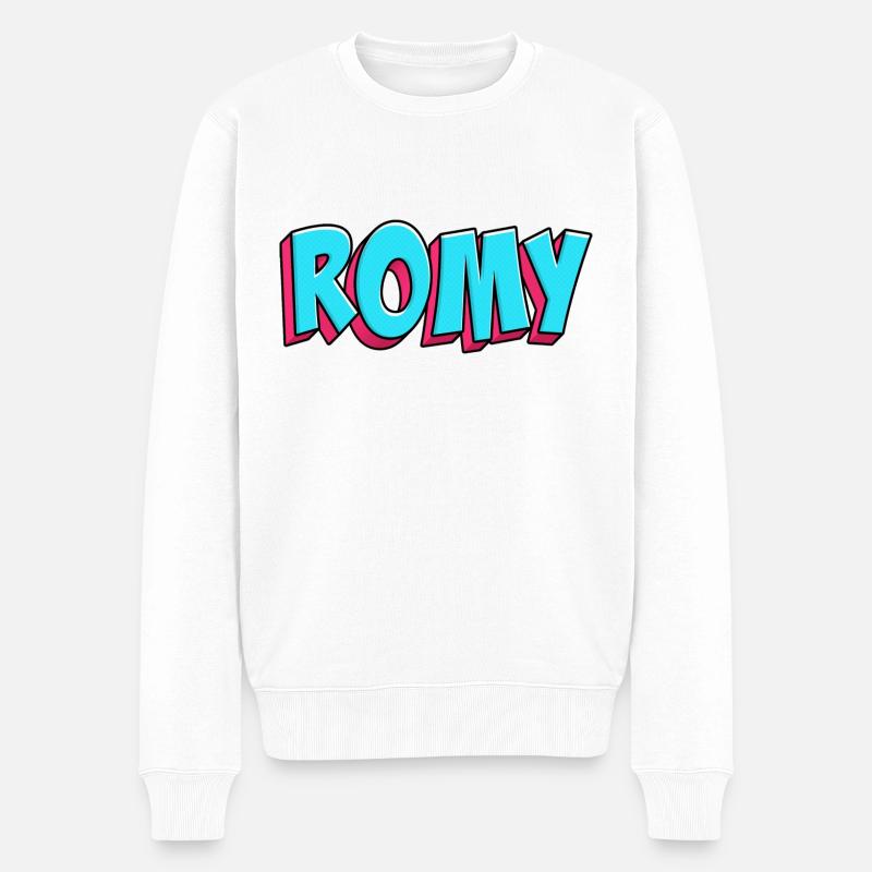 Motif du nom : Romy - Pull Premium bio Homme - blanc