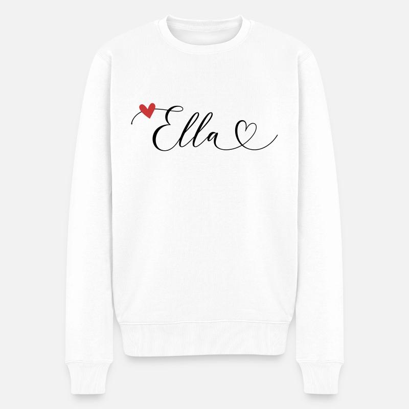 Ella Nom Prénom Calligraphie coeur - Pull Premium bio Homme - blanc