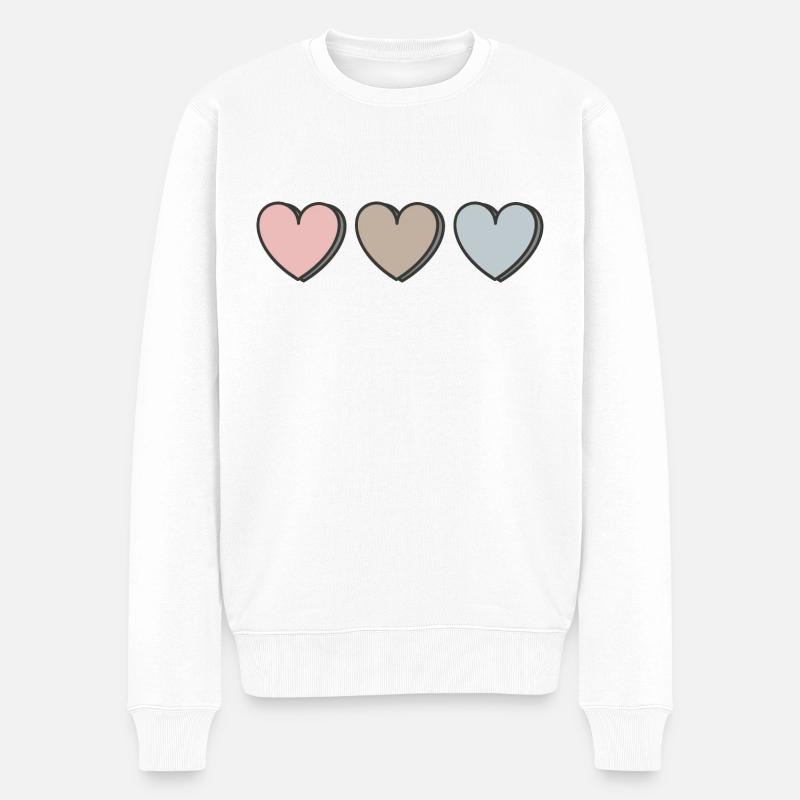 Coeurs, 19 - Pull Premium bio Homme - blanc