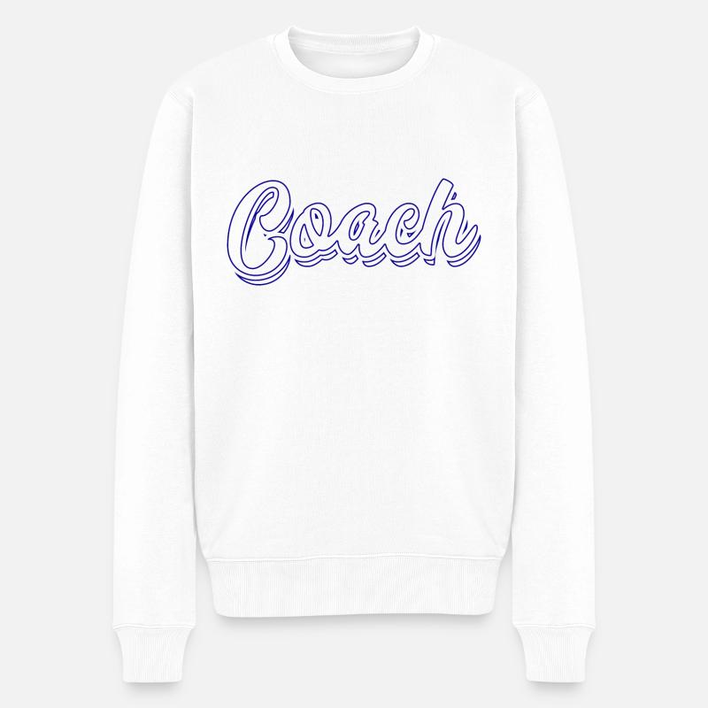 Trainer! Spielzeit! Retro-Textlogo - Männer Premium Bio Pullover - Weiß