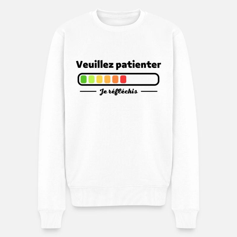 Veuillez patientez je réfléchis... - Pull Premium bio Homme - blanc
