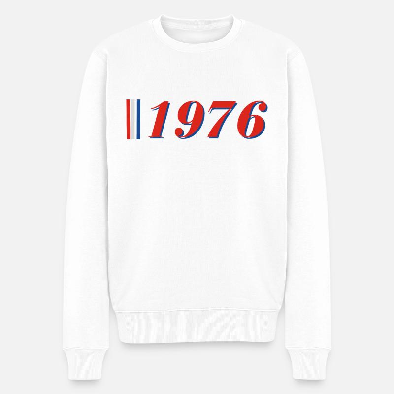 Jahr 1976 - Männer Premium Bio Pullover - Weiß