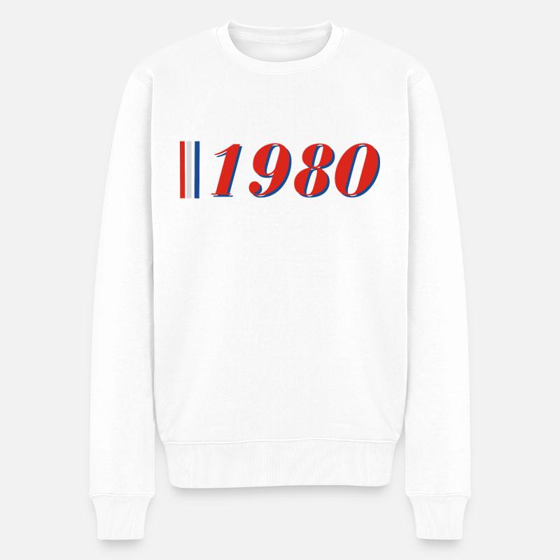 Jahr 1980 - Männer Premium Bio Pullover - Weiß