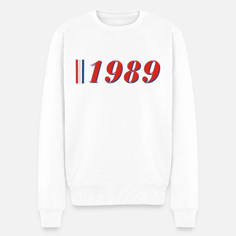 Jahr 1989 - Männer Premium Bio Pullover - Weiß