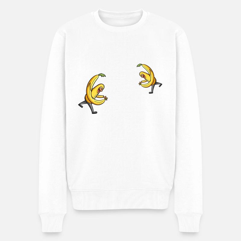 Cartoon Banane: Dynamische Action-Illustration - Männer Premium Bio Pullover - Weiß