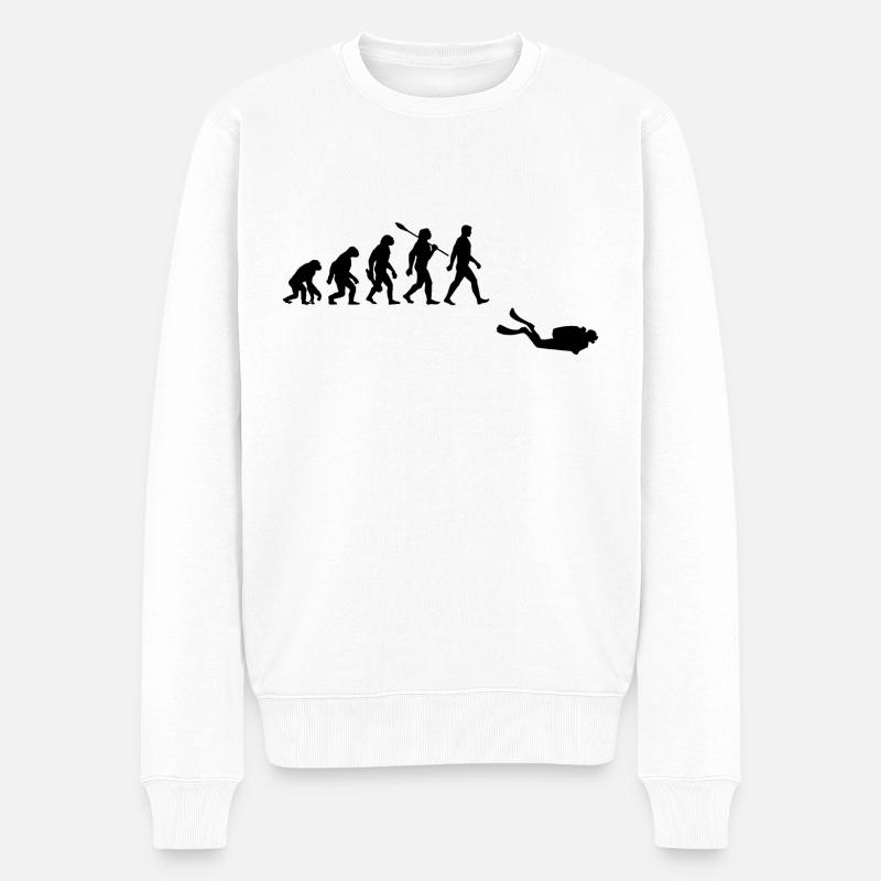 Evolution Tauchen Taucher - Männer Premium Bio Pullover - Weiß