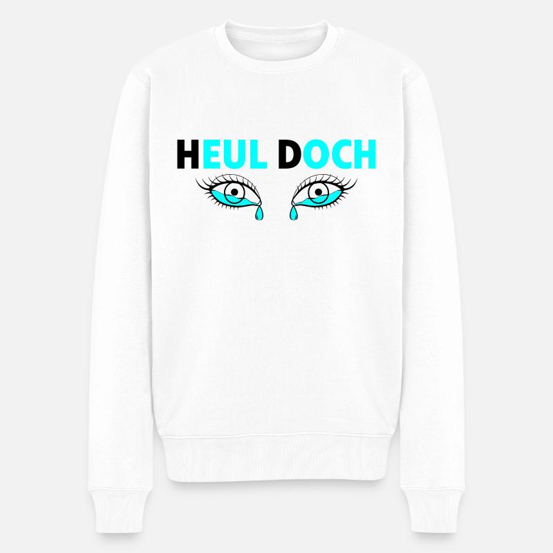 Heul doch - Tränende Augen - Männer Premium Bio Pullover - Weiß
