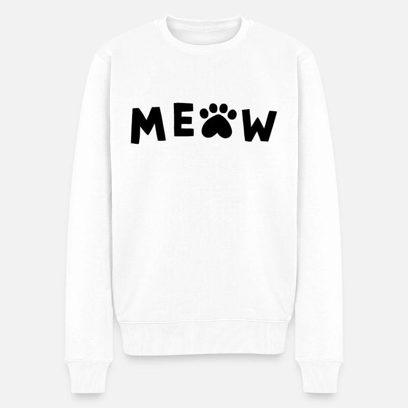 Miau - Männer Premium Bio Pullover - Weiß