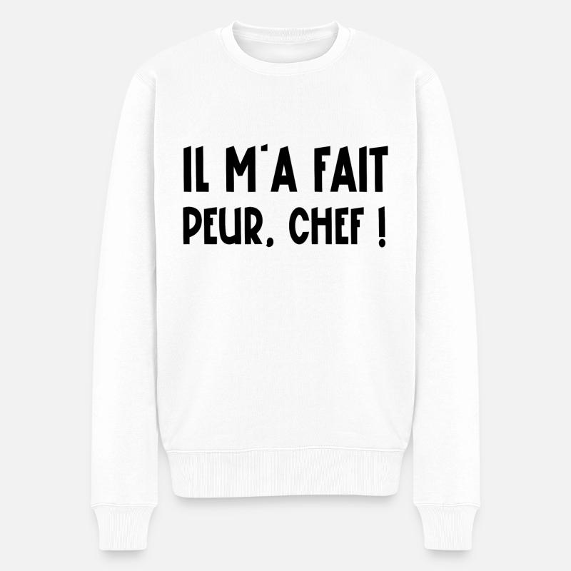 il m'a fait peur chef - Pull Premium bio Homme - blanc