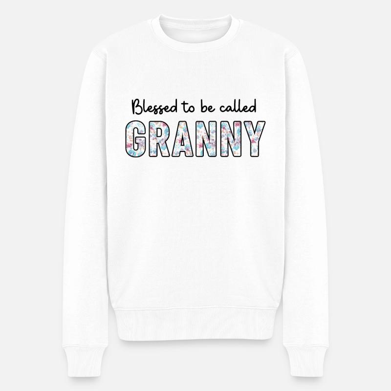 Oma Leben Blume Oma - Männer Premium Bio Pullover - Weiß