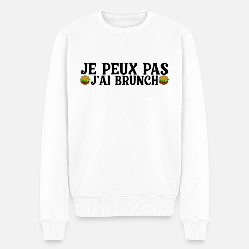 Ich kann nicht brunchen - Männer Premium Bio Pullover - Weiß