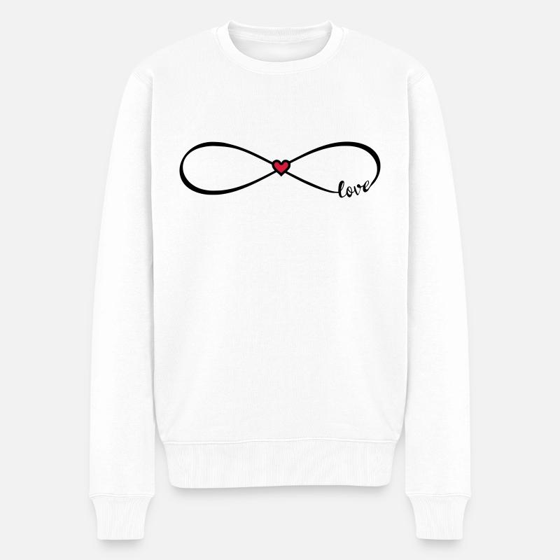 Infinity Love Font Infinity 8 Cuore Rosso - Maglione ecologico premium da uomo - bianco