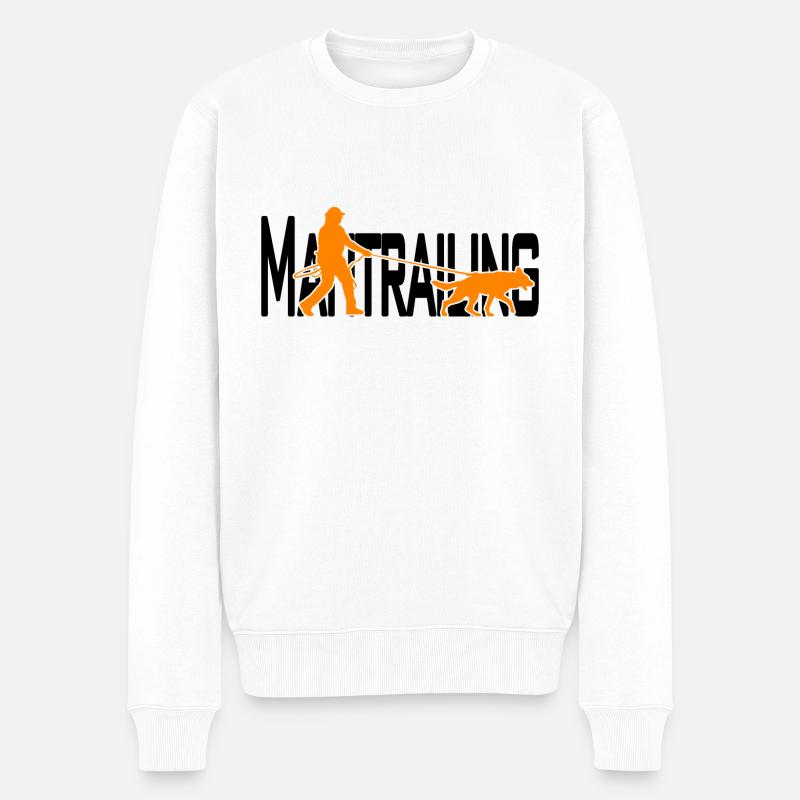 Mantrailing Orange/Schwarz - Männer Premium Bio Pullover - Weiß