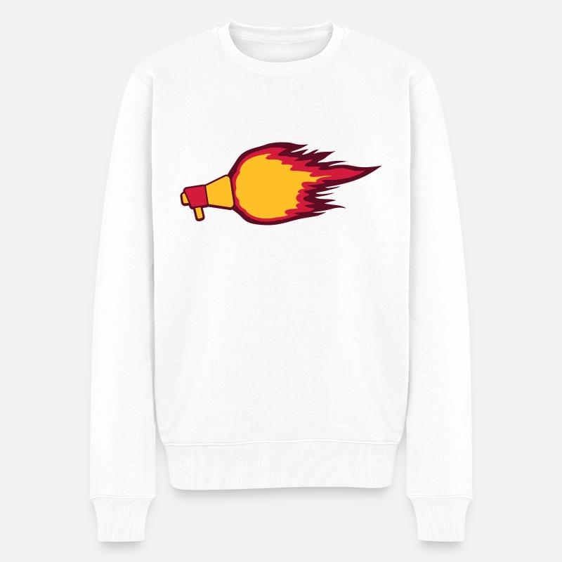 Symbole du mégaphone Fire Flame - Pull Premium bio Homme - blanc