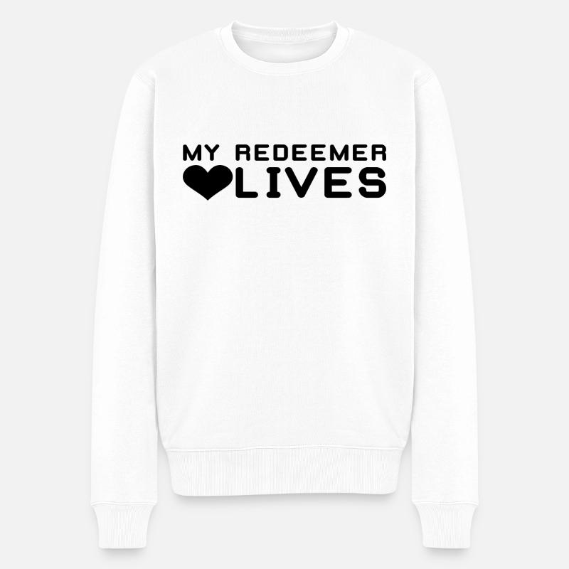 My Redeemer Lives - Männer Premium Bio Pullover - Weiß