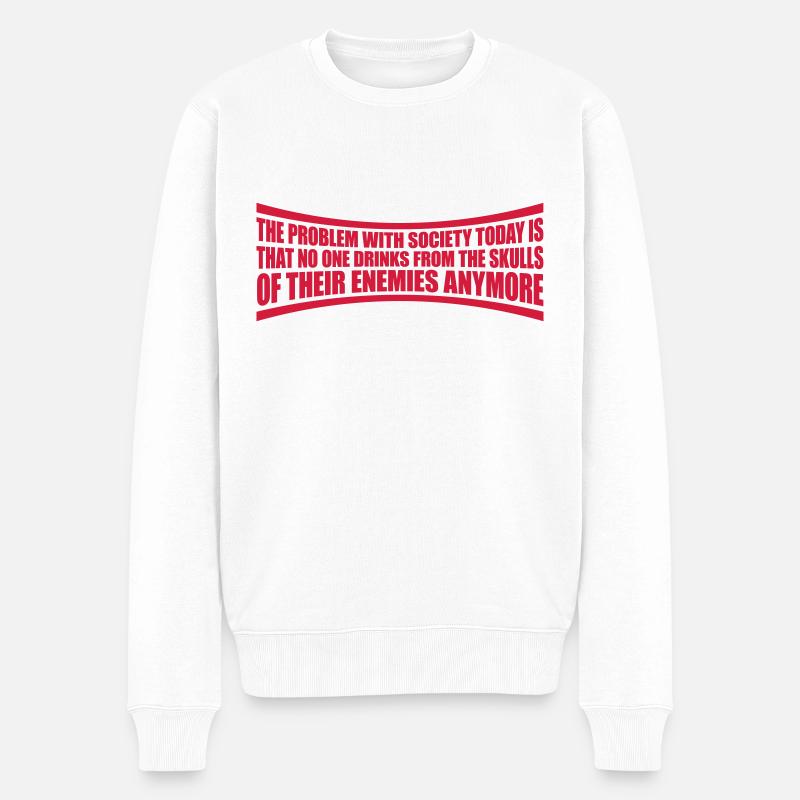 drinks from enemies skulls - Männer Premium Bio Pullover - Weiß