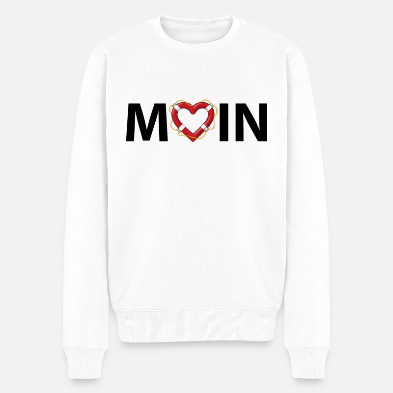 Moin mit Herz - Männer Premium Bio Pullover - Weiß