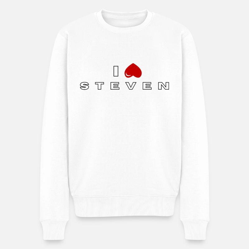 Ich hasse Steven - Männer Premium Bio Pullover - Weiß