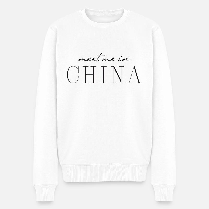 Ich liebe China - Männer Premium Bio Pullover - Weiß