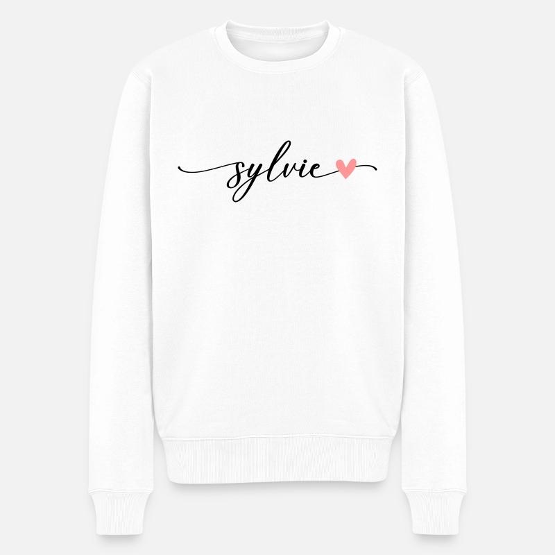 Police de calligraphie Sylvie Name - Pull Premium bio Homme - blanc