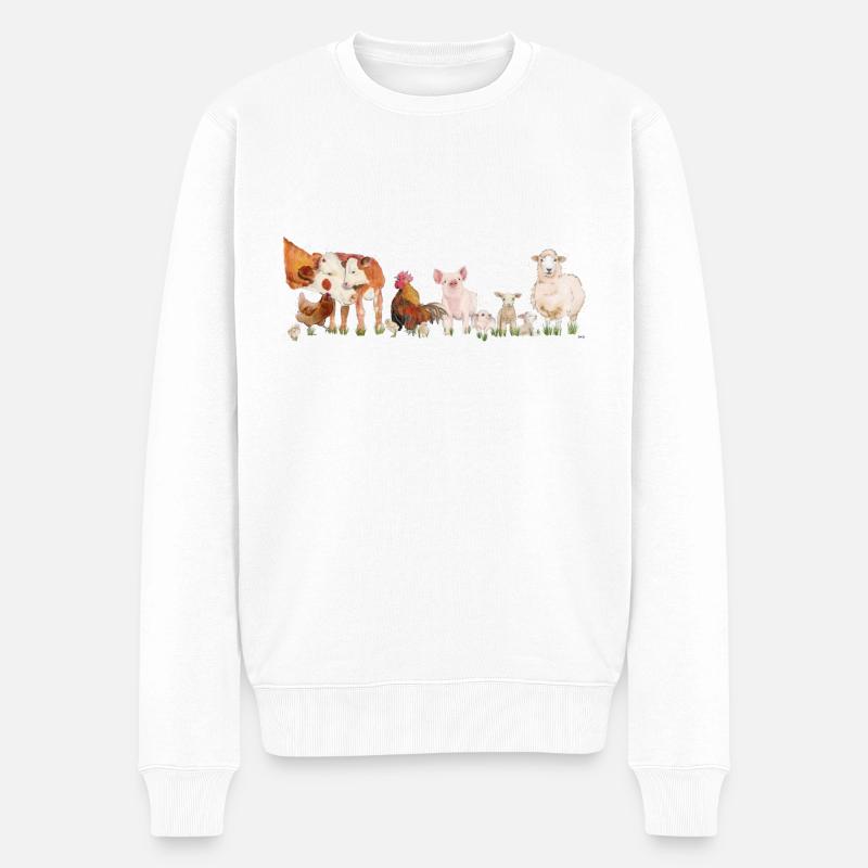 Landtiere - Männer Premium Bio Pullover - Weiß