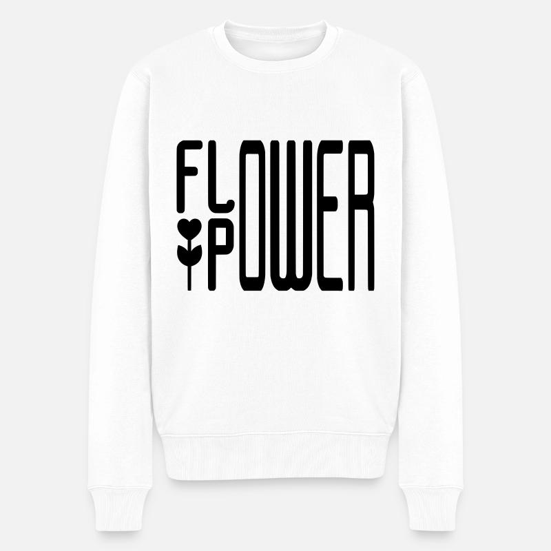 FLOWER POWER - Pull Premium bio Homme - blanc