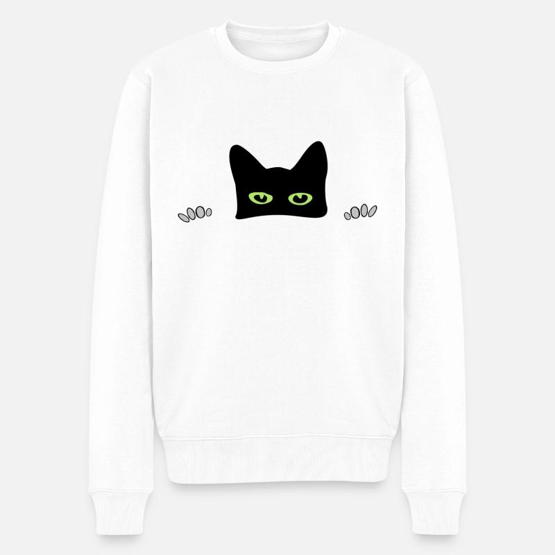 Peekaboo Katze - Männer Premium Bio Pullover - Weiß