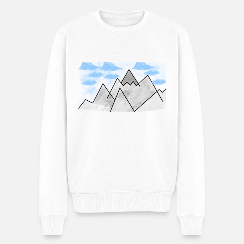 gezeichnete Berge (Alpen) - Männer Premium Bio Pullover - Weiß