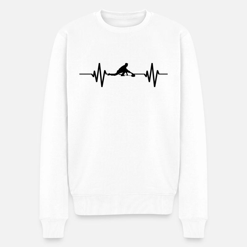 Curling Herzschlag Curling - Männer Premium Bio Pullover - Weiß