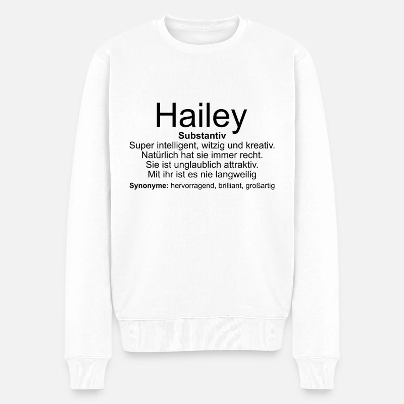 Name Definition Hailey - Männer Premium Bio Pullover - Weiß