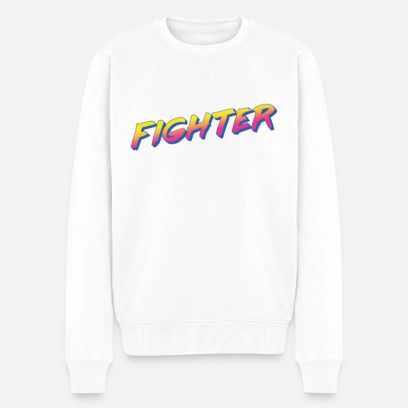 Fighter - Männer Premium Bio Pullover - Weiß