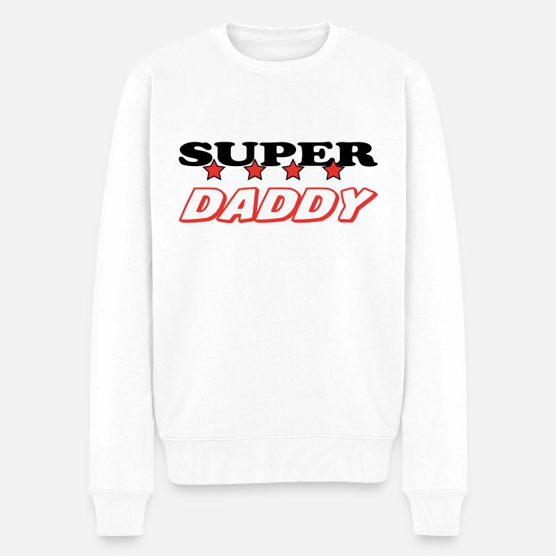 SUPER PAPA - Männer Premium Bio Pullover - Weiß