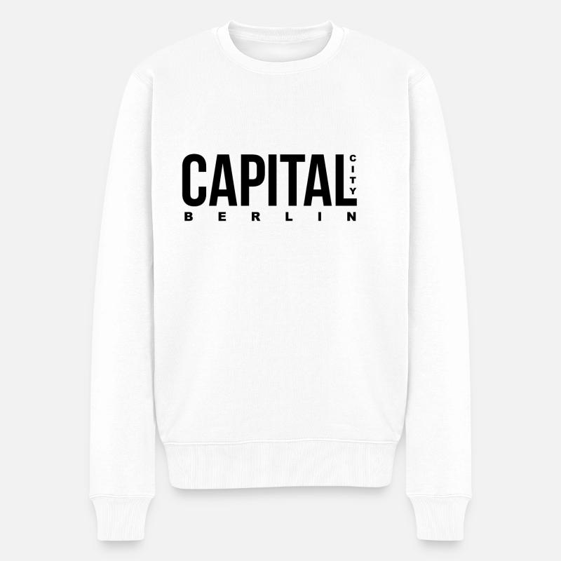Capitalberlincity - Männer Premium Bio Pullover - Weiß