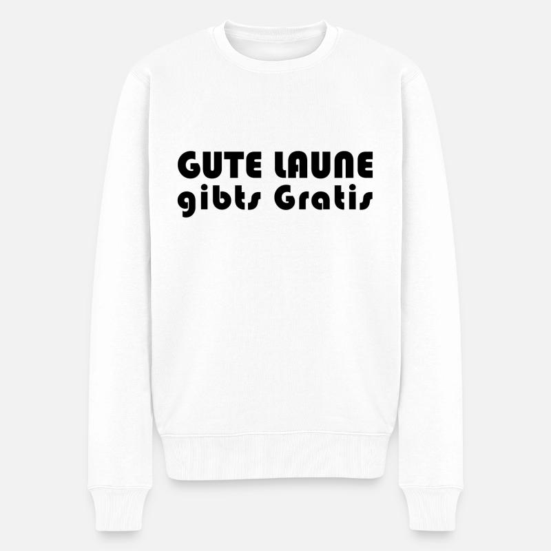 Gute Laune gibts Gratis - Männer Premium Bio Pullover - Weiß