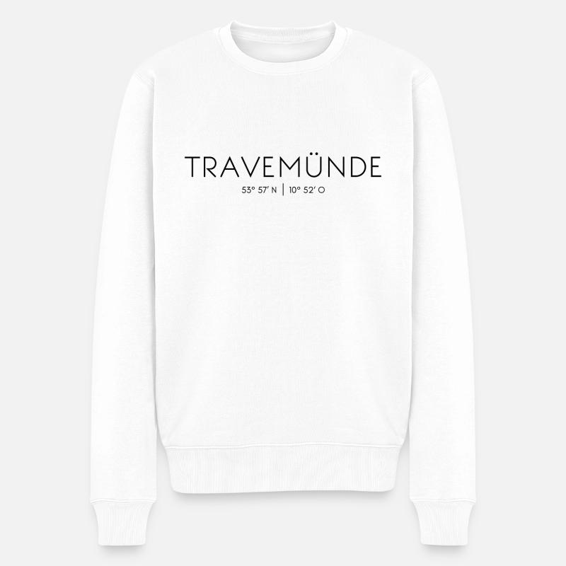 Travemünde, Lübeck, Ostsee, Schleswig-Holstein - Männer Premium Bio Pullover - Weiß