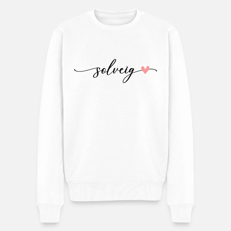 Solveig Nom Calligraphie Police - Pull Premium bio Homme - blanc
