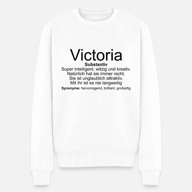 Name Definition Victoria - Männer Premium Bio Pullover - Weiß