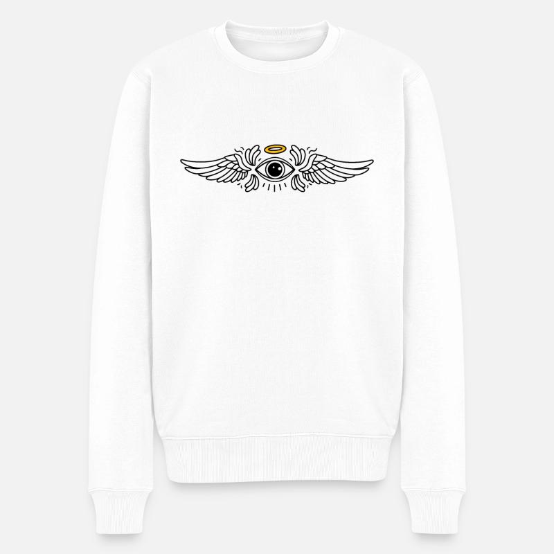 Seraphim Engel Design Augen und Flügel - Männer Premium Bio Pullover - Weiß