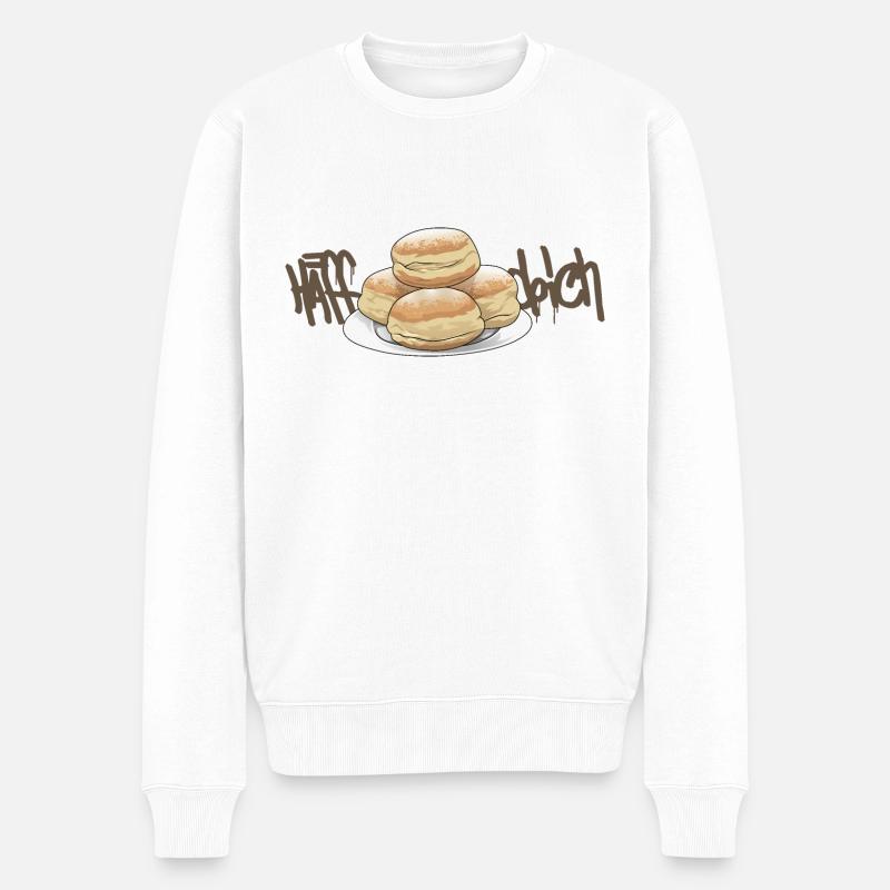 Hefeteig // Krapfen // Illustration - Männer Premium Bio Pullover - Weiß