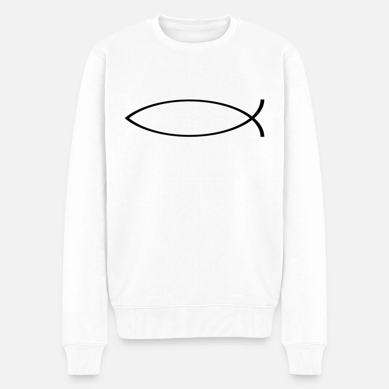 Fisch - Männer Premium Bio Pullover - Weiß
